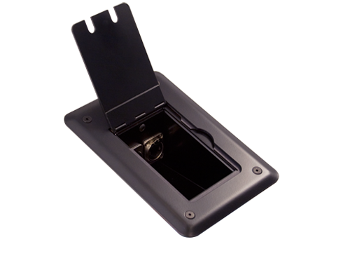 TC10 FLOOR BOX, SATIN BLACK, SELF-TRIMMING, CABLE SLOTS